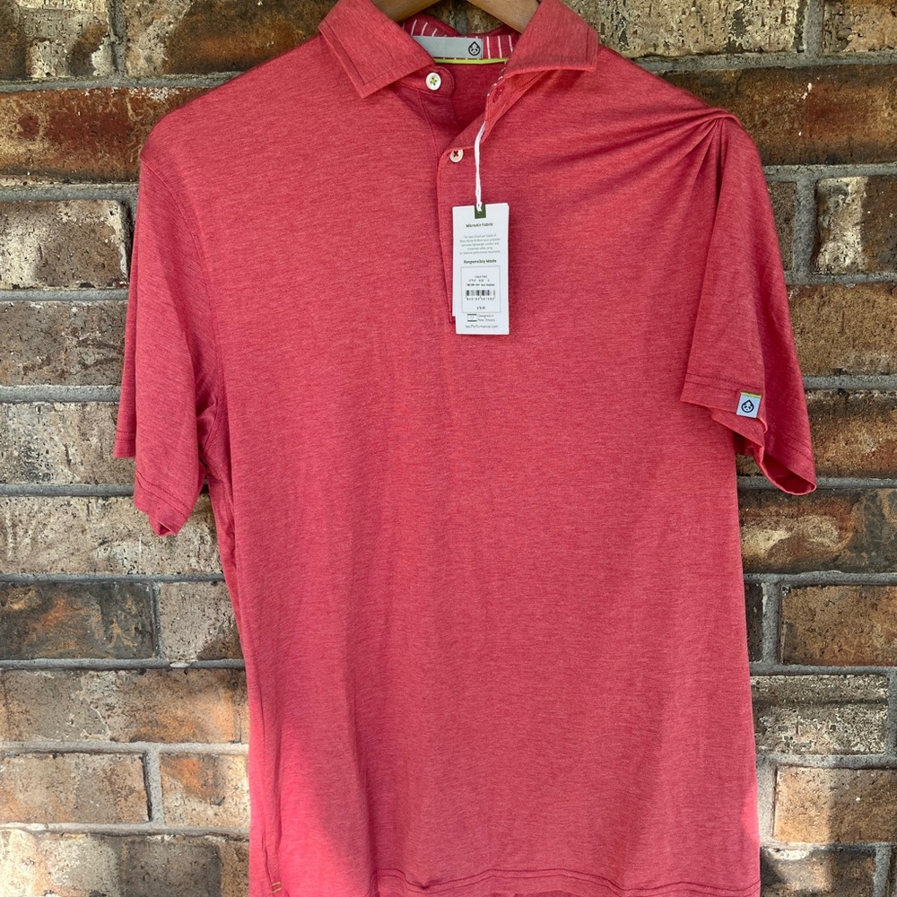 TASC Performance Mens Size S Cloud Polo - Red Heather - NWT